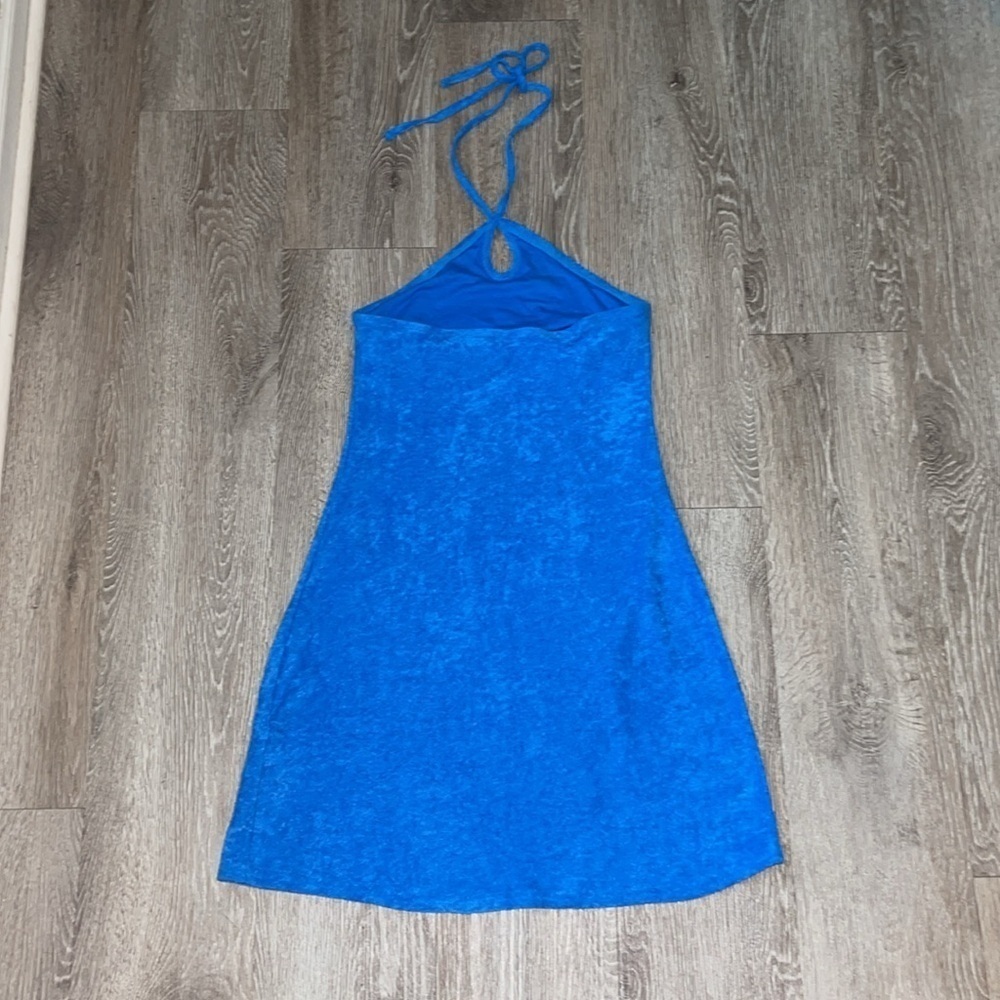 Hollister Blue Terry Halter Mini Dress size SMALL summer vacation beach - Picture 5 of 6